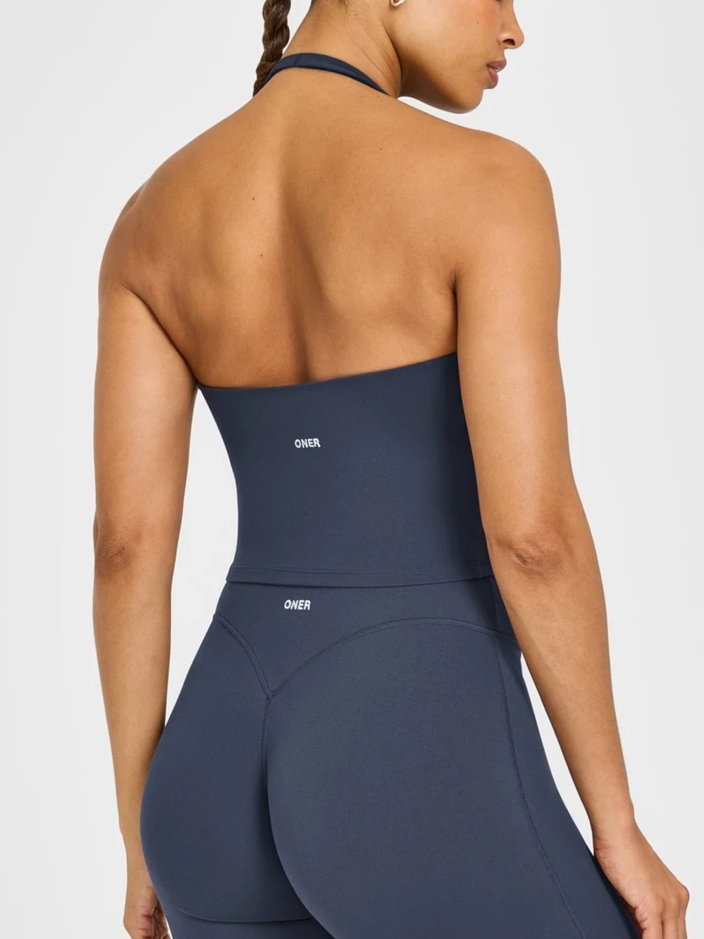 NWT: Oner Active Navy Halter Crop Tank Top - Picture 2 of 5